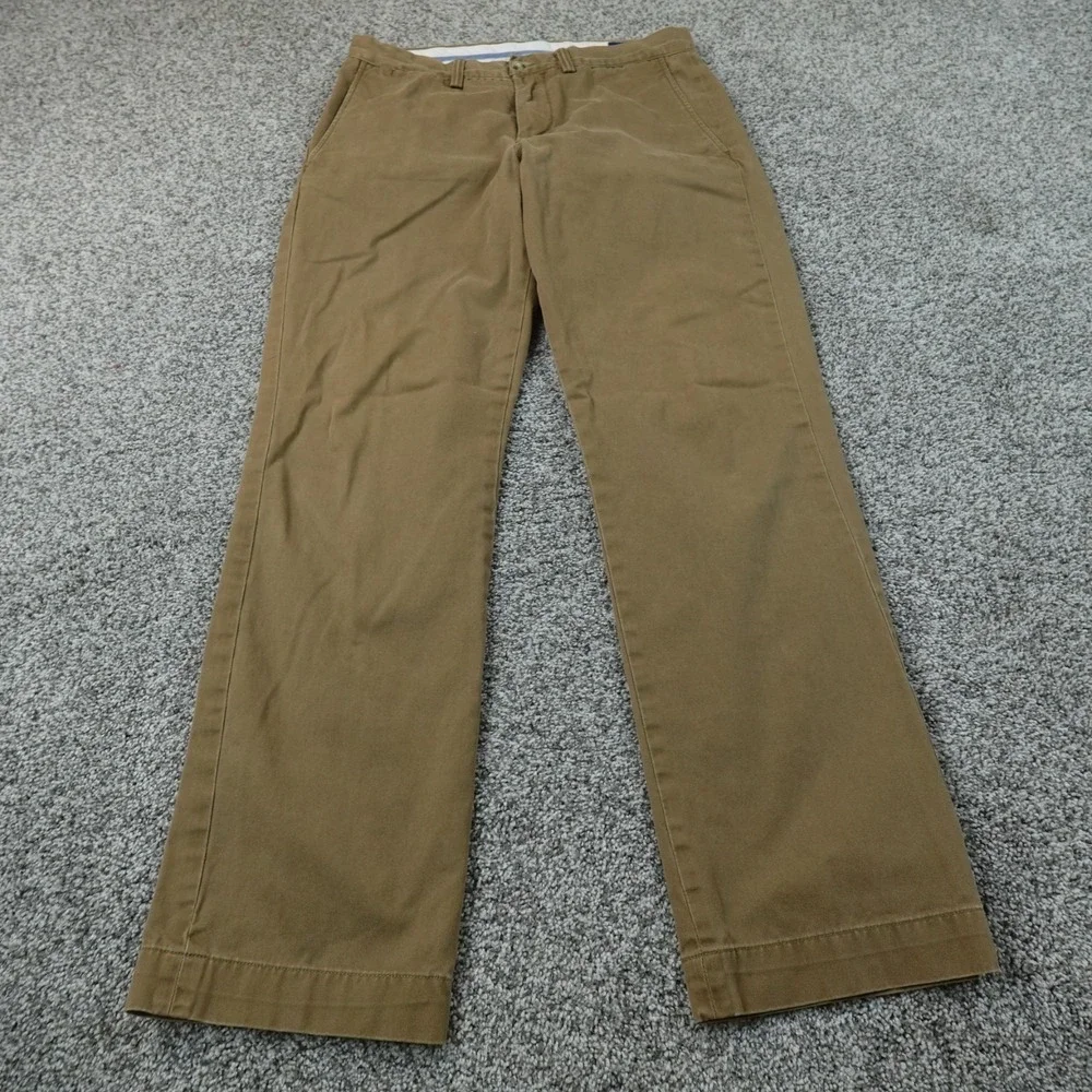 Polo Ralph Lauren Pants Mens 30X32 Brown Tan Chino Trouser Flat Front Pony Logo